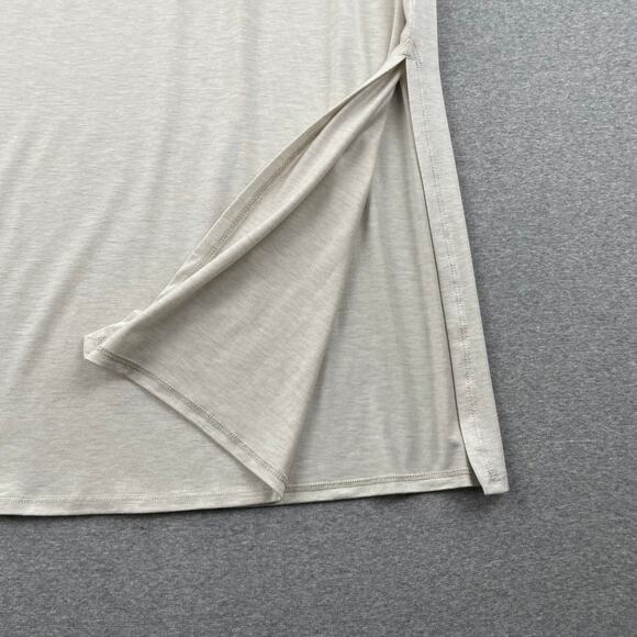 EILEEN FISHER Skirt Large Beige Stretch Jersey Knit Midi Pull On Oat Heather - Picture 10 of 12